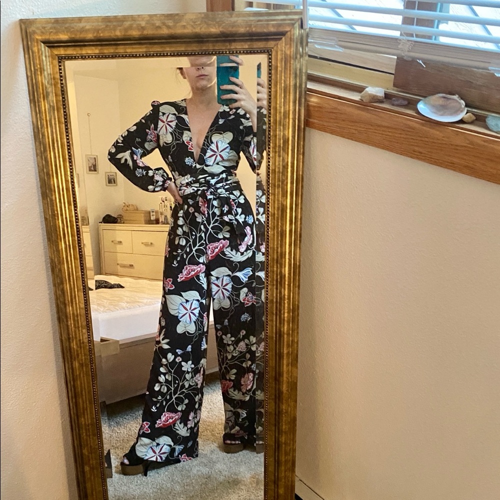 Glamorous floral print wide leg jumpsuit